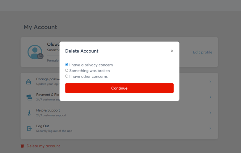 Select your reason